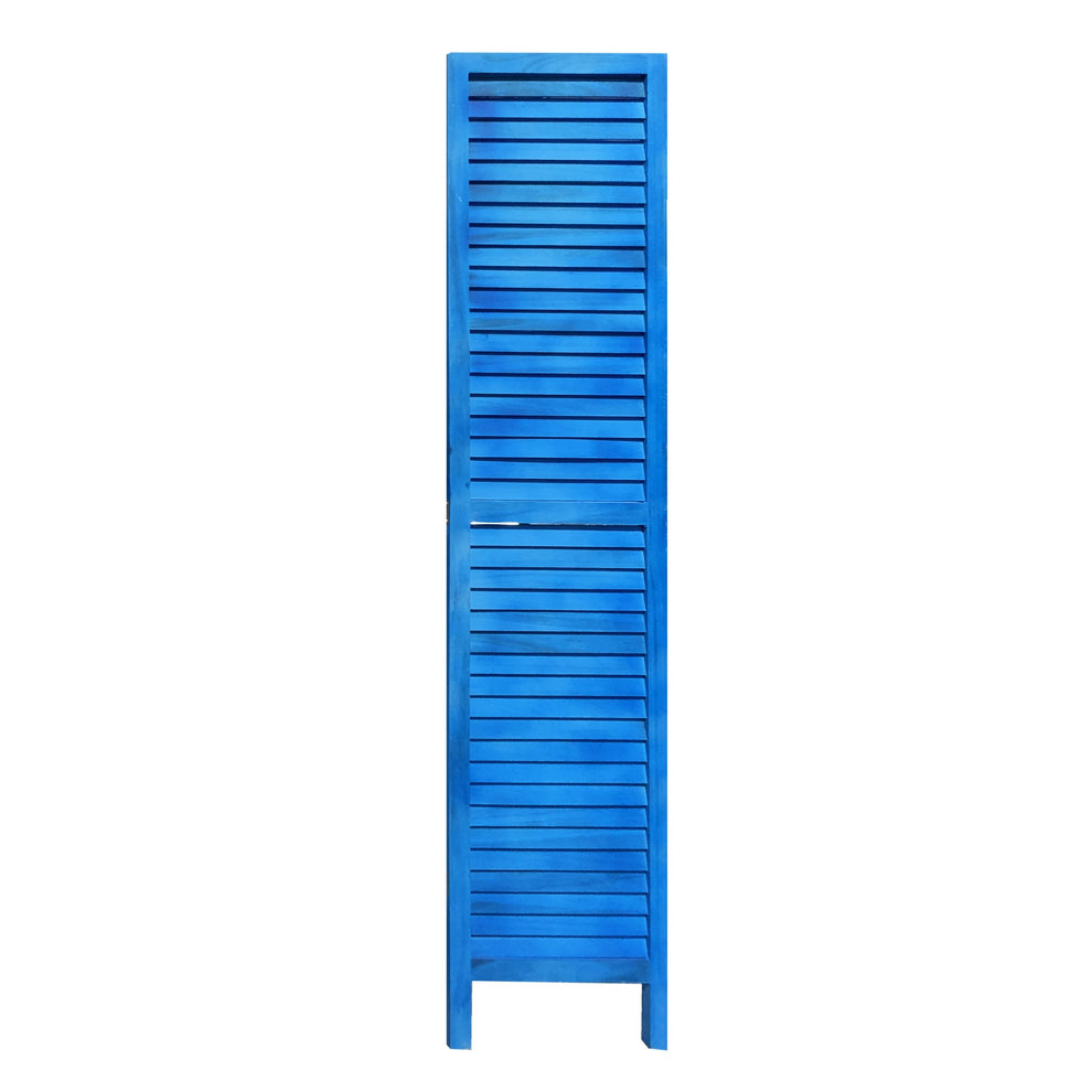 3 Panel Light Blue Shutter Screen Room Divider By Homeroots | Room Dividers | Modishstore - 3