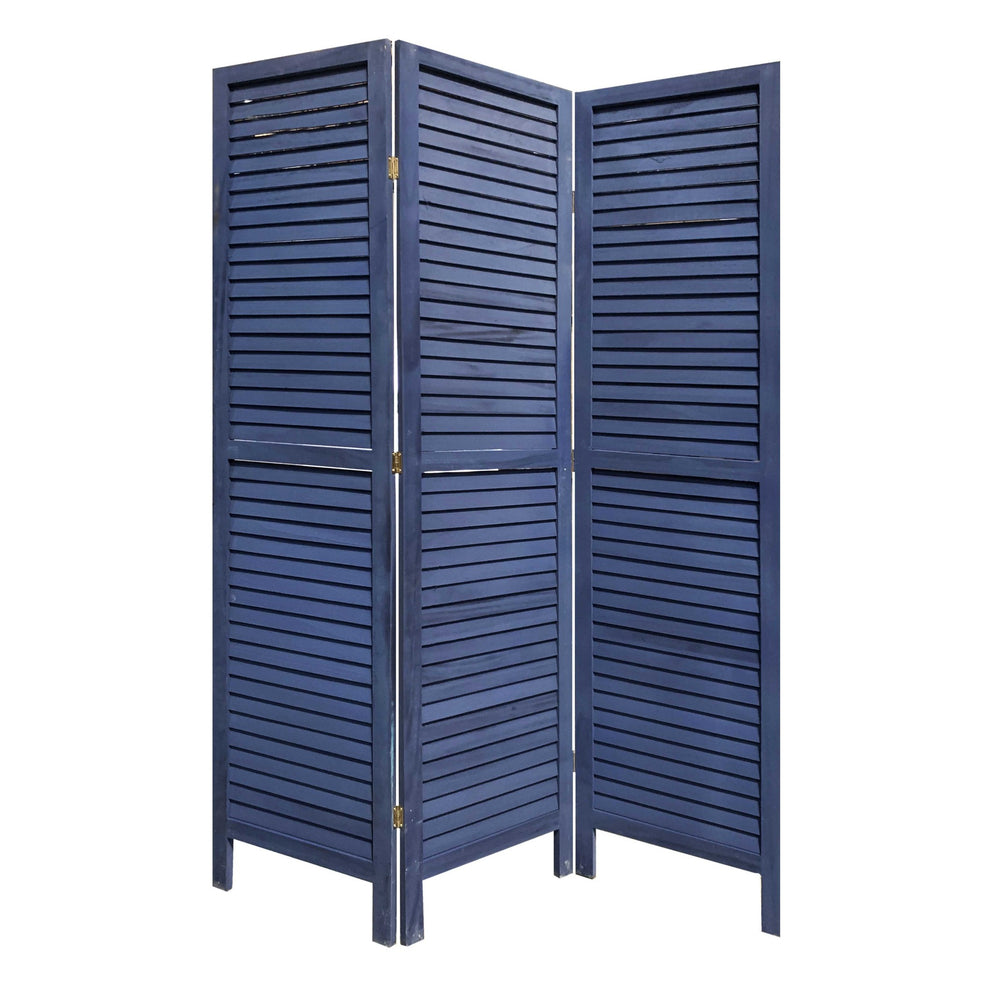 3 Panel Light Blue Shutter Screen Room Divider By Homeroots | Room Dividers | Modishstore - 10