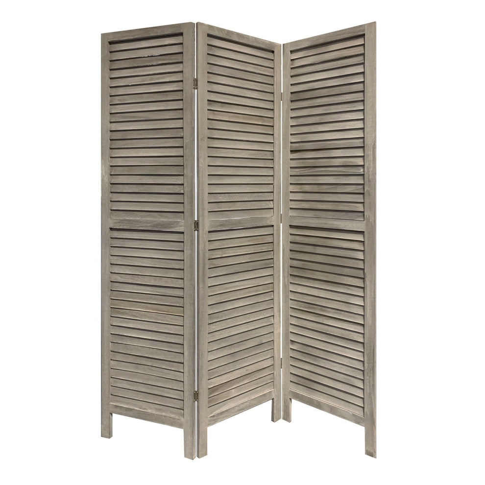 3 Panel Light Blue Shutter Screen Room Divider By Homeroots | Room Dividers | Modishstore - 15