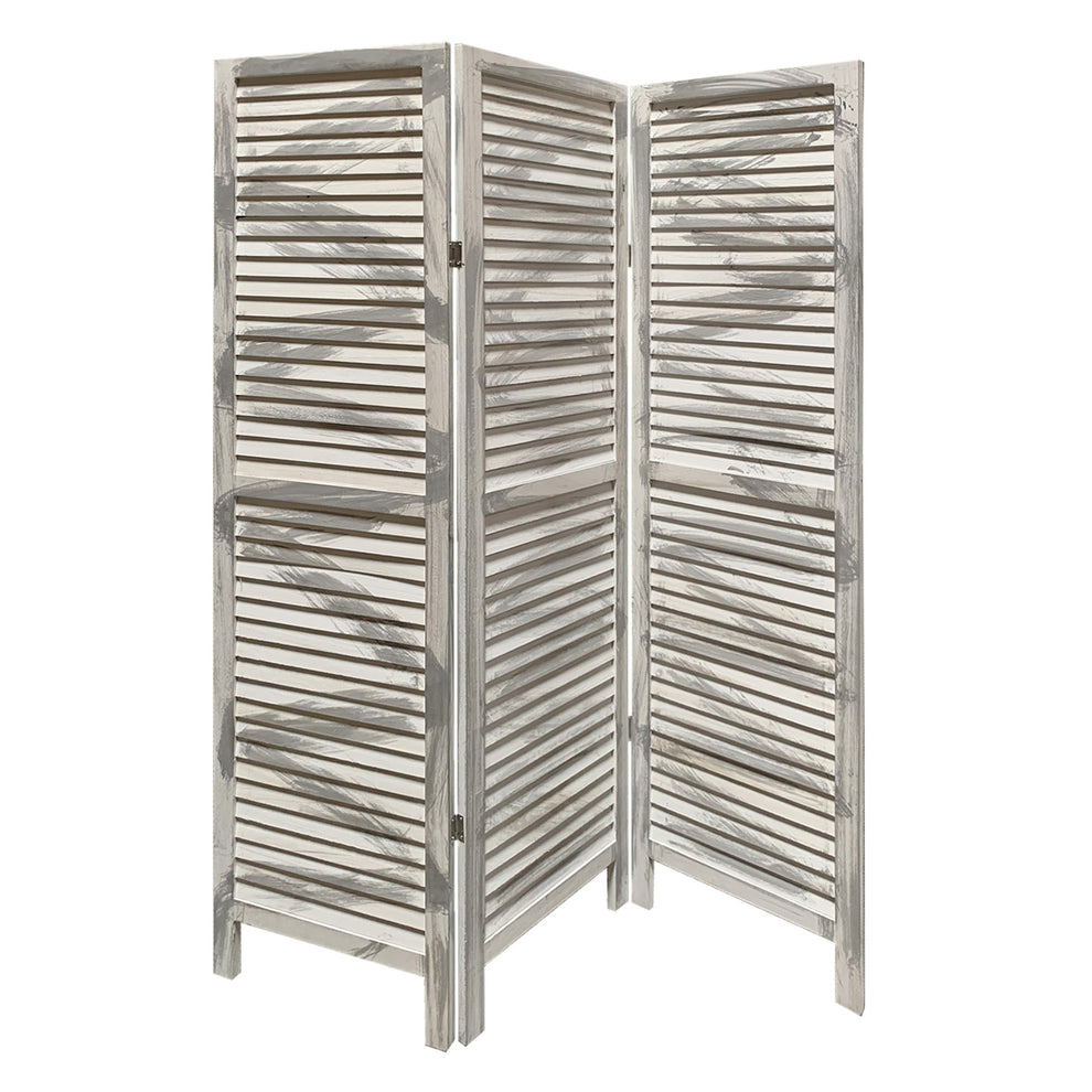 3 Panel Light Blue Shutter Screen Room Divider By Homeroots | Room Dividers | Modishstore - 16