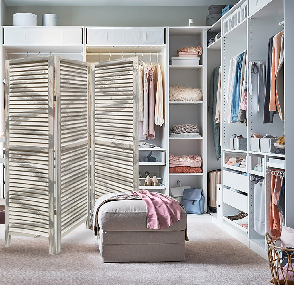 3 Panel Light Blue Shutter Screen Room Divider By Homeroots | Room Dividers | Modishstore - 19