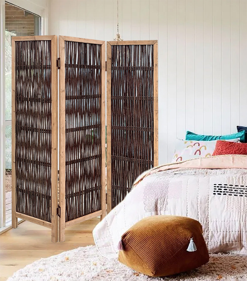 3 Panel Kirkwood Room Divider with Interconnecting Branches Design By Homeroots | Room Dividers | Modishstore