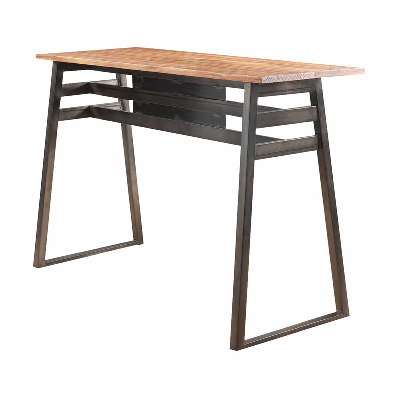 Sleek Natural Finish Rectanglular Top Bar Table with Gunmetal finish Sled base By Homeroots | Bar Tables | Modishstore