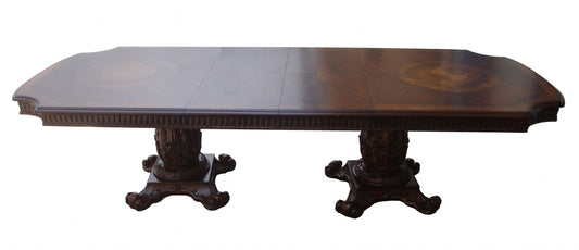 Wooden Top Cherry Dining Table With Wood Carving Details By Homeroots