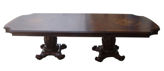 Wooden Top Cherry Dining Table With Wood Carving Details By Homeroots | Dining Tables | Modishstore