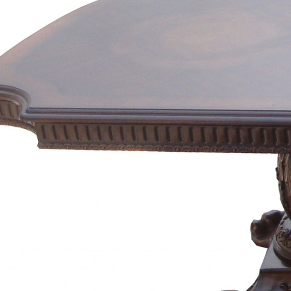 Wooden Top Cherry Dining Table With Wood Carving Details By Homeroots | Dining Tables | Modishstore - 2