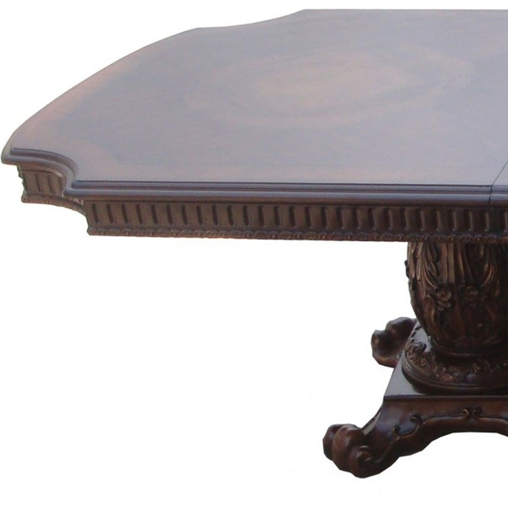 Wooden Top Cherry Dining Table With Wood Carving Details By Homeroots | Dining Tables | Modishstore - 3
