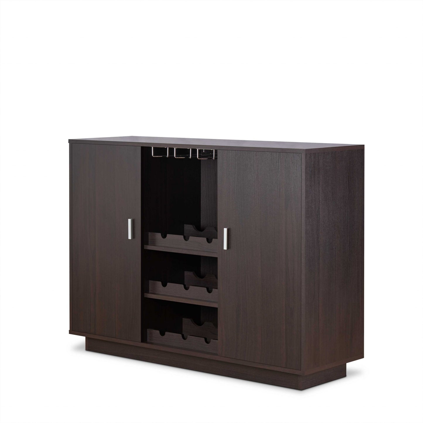 Espresso Wood Finish Wine And Stemware Cabinet By Homeroots | Cabinets | Modishstore