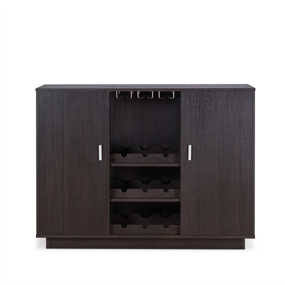 Espresso Wood Finish Wine And Stemware Cabinet By Homeroots | Cabinets | Modishstore - 2
