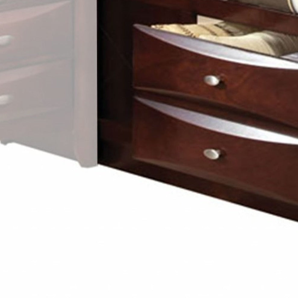 Espresso Finish Wood Multi-Drawer Platform King Bed With Pull Out Tray By Homeroots | Beds | Modishstore - 3
