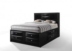 Black Multi-Drawer Queen Bed With Bookcase Headboard By Homeroots