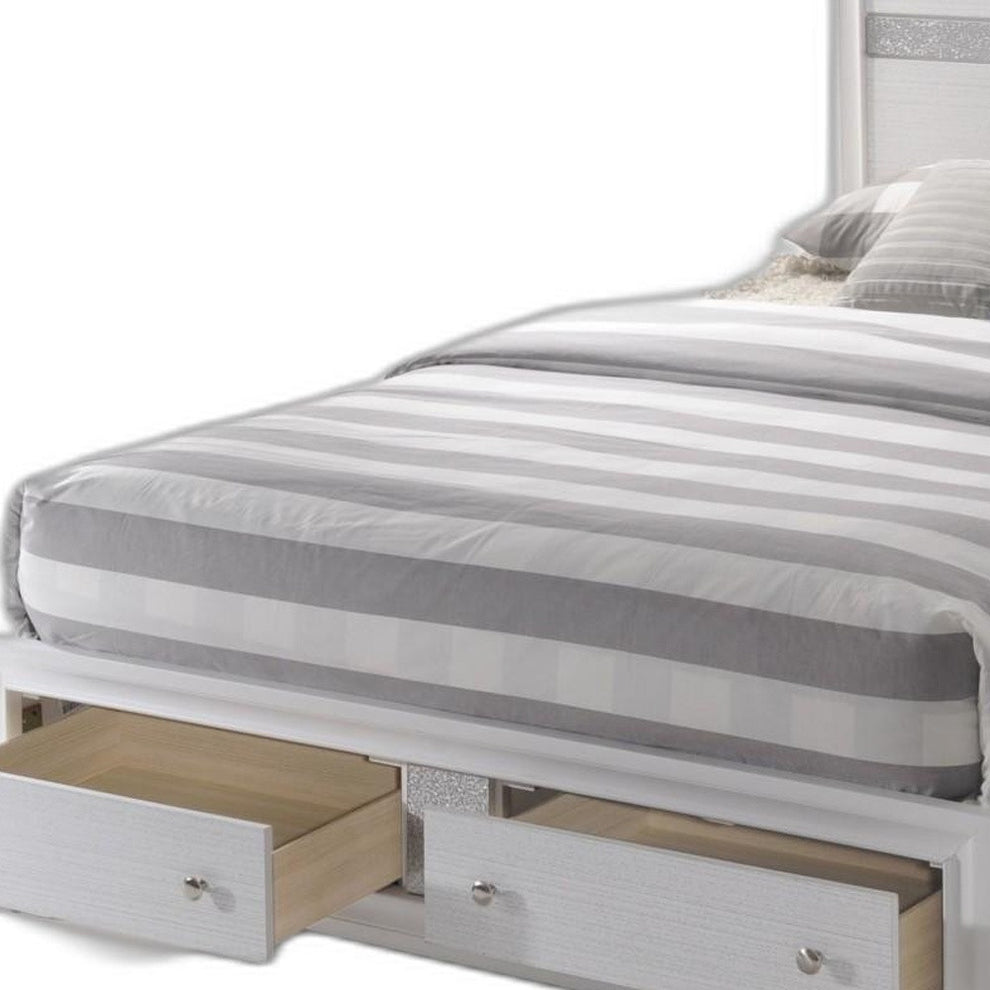 Contemporary White And Grey Queen Bed With Storage Footboard By Homeroots | Beds | Modishstore - 3