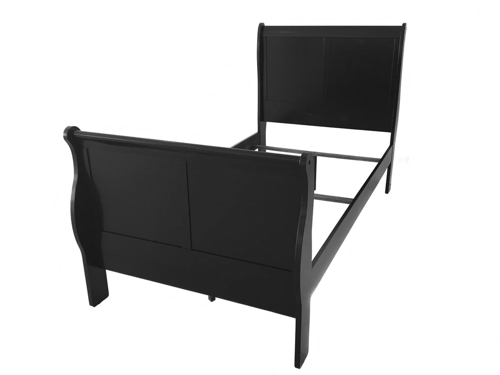 Black Wooden Full Size Sleigh Bed By Homeroots | Beds | Modishstore - 2