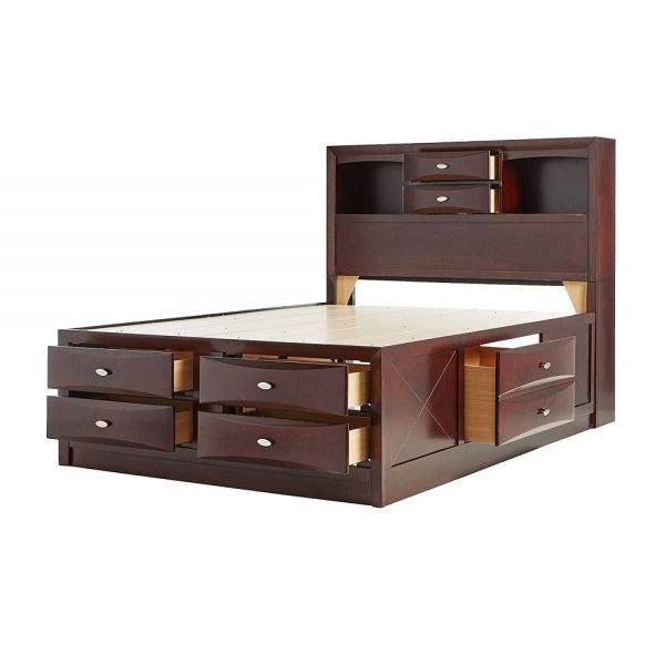 Espresso Multi-Drawer Wood Platform Full Bed With Pull Out Tray By Homeroots | Beds | Modishstore - 3