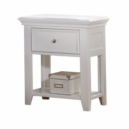 White Wood Nightstand With 1 Drawer And Shelf By Homeroots | Nightstands | Modishstore