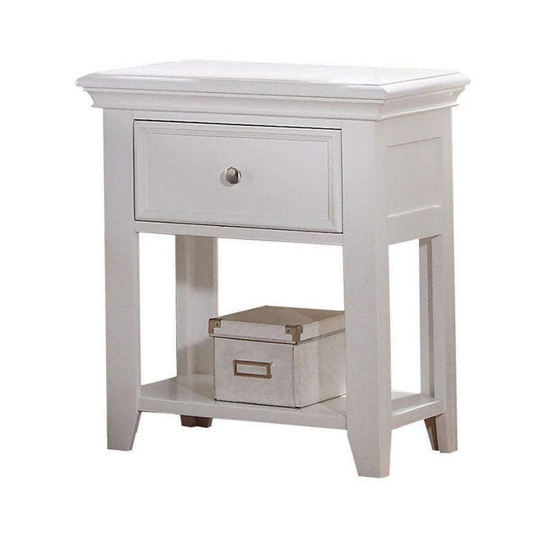 White Wood Nightstand With 1 Drawer And Shelf By Homeroots | Nightstands | Modishstore