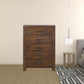 48' Oak Finish 5 Drawer Chest Dresser With Brass Metal Hardware By Homeroots
