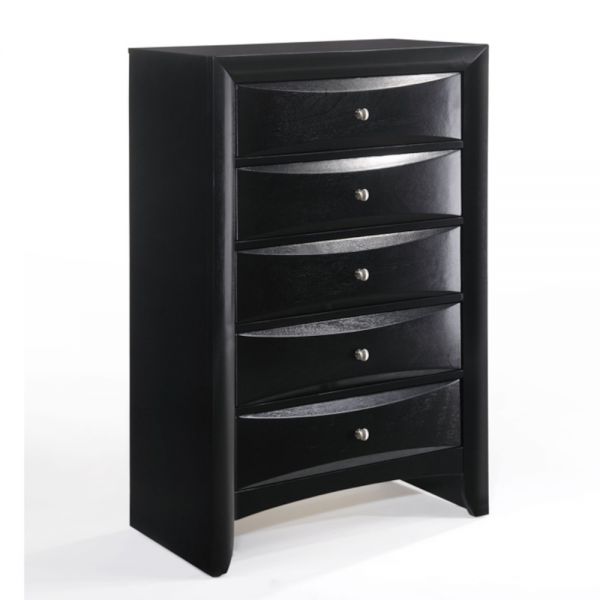 48' Black Wood Chest With Center Metal Glide By Homeroots | Drawers | Modishstore - 3