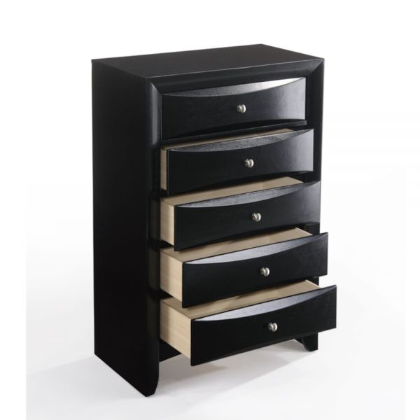 48' Black Wood Chest With Center Metal Glide By Homeroots | Drawers | Modishstore - 4