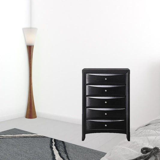 48' Black Wood Chest With Center Metal Glide By Homeroots | Drawers | Modishstore