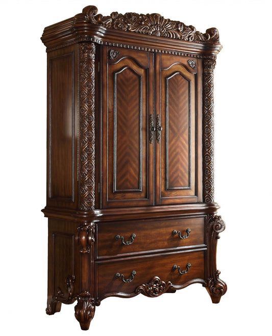 87" Two Doors Cherry Wood TV Armoire By Homeroots