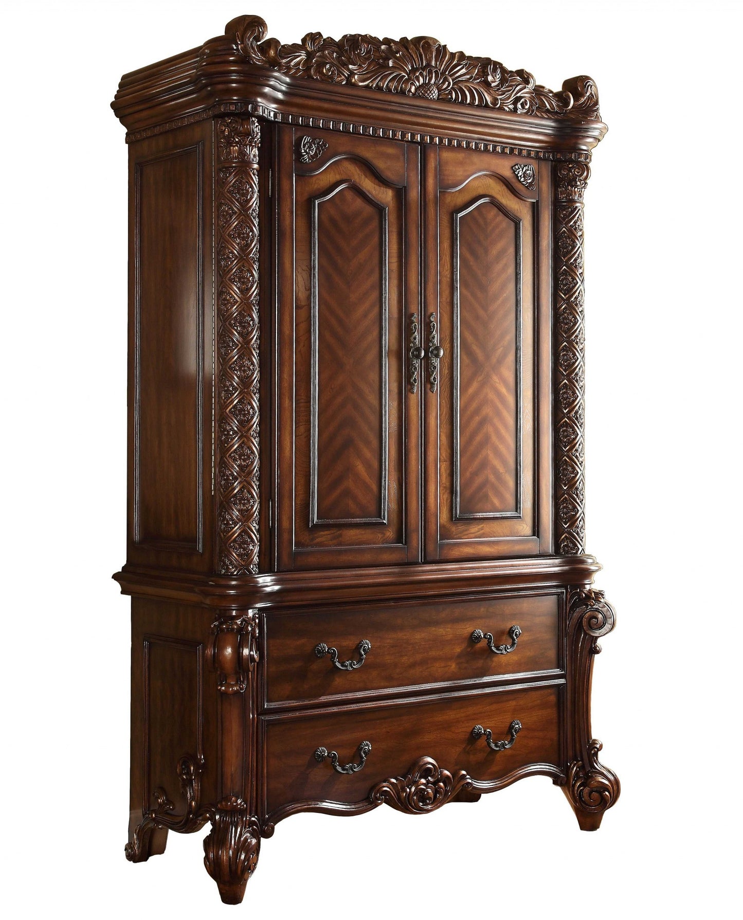 87" Two Doors Cherry Wood TV Armoire By Homeroots | Armoires & Wardrobes | Modishstore