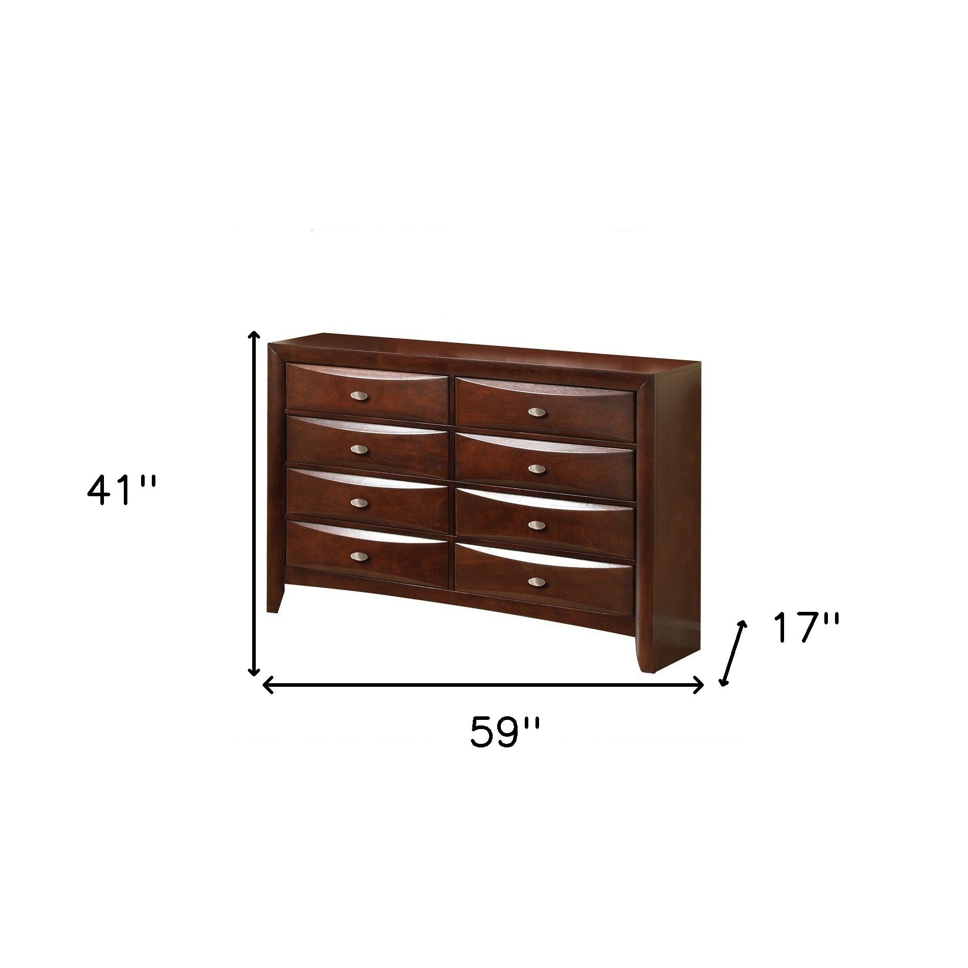 41' Espresso Wood Finish Dresser With 8 Drawers By Homeroots | Dressers | Modishstore - 3