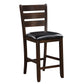 Set of 2 41' Dark Wood Finish and Black Faux Leather Ladder Back Counter Height Chairs By Homeroots | Bar Stools | Modishstore