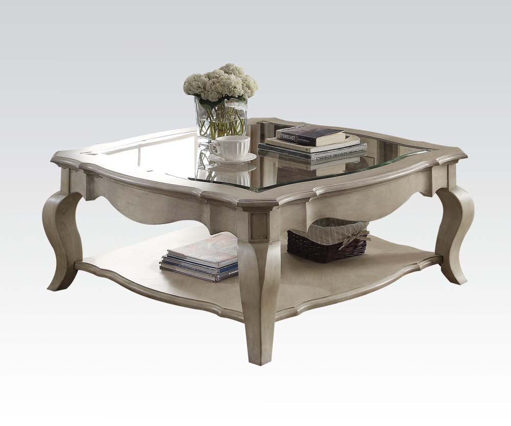 Antique Taupe Clear Glass Coffee Table By Homeroots | Coffee Tables | Modishstore