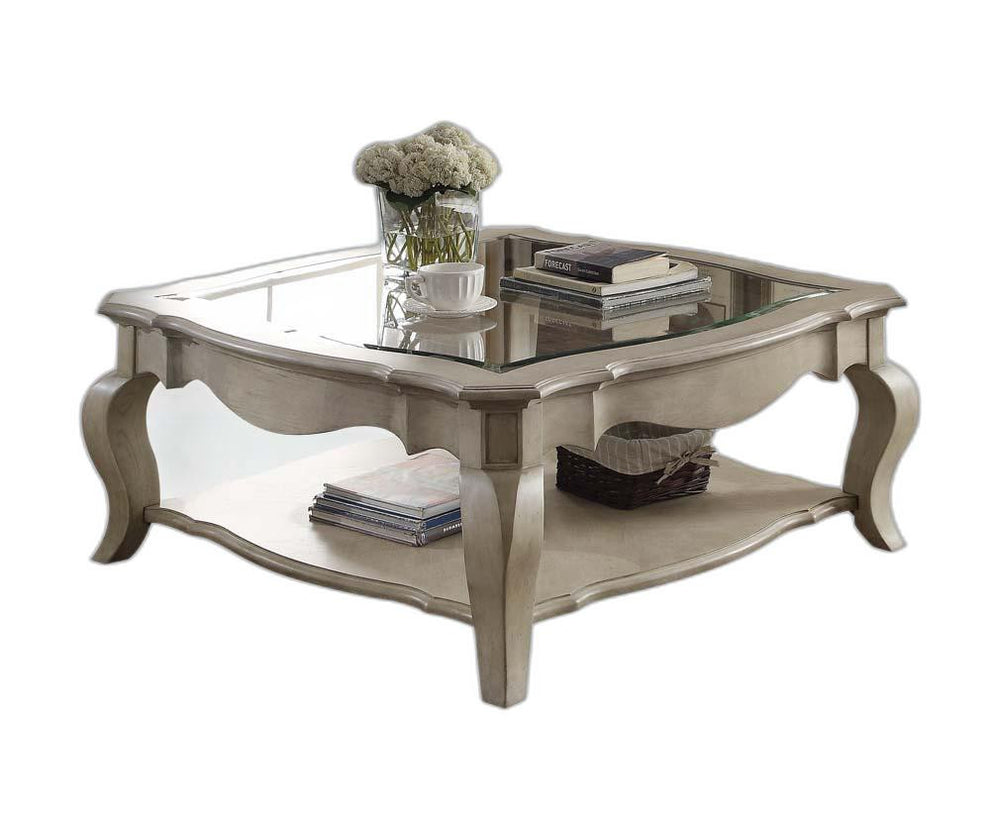 Antique Taupe Clear Glass Coffee Table By Homeroots | Coffee Tables | Modishstore - 2
