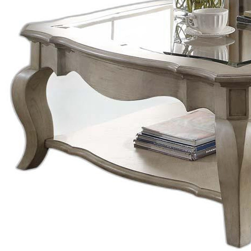 Antique Taupe Clear Glass Coffee Table By Homeroots | Coffee Tables | Modishstore - 4