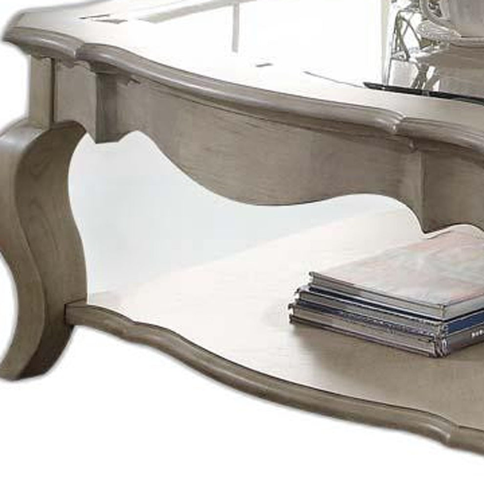 Antique Taupe Clear Glass Coffee Table By Homeroots | Coffee Tables | Modishstore - 5