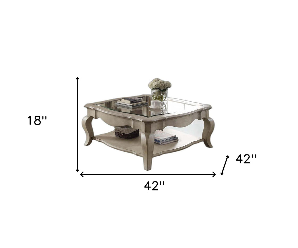 Antique Taupe Clear Glass Coffee Table By Homeroots | Coffee Tables | Modishstore - 6