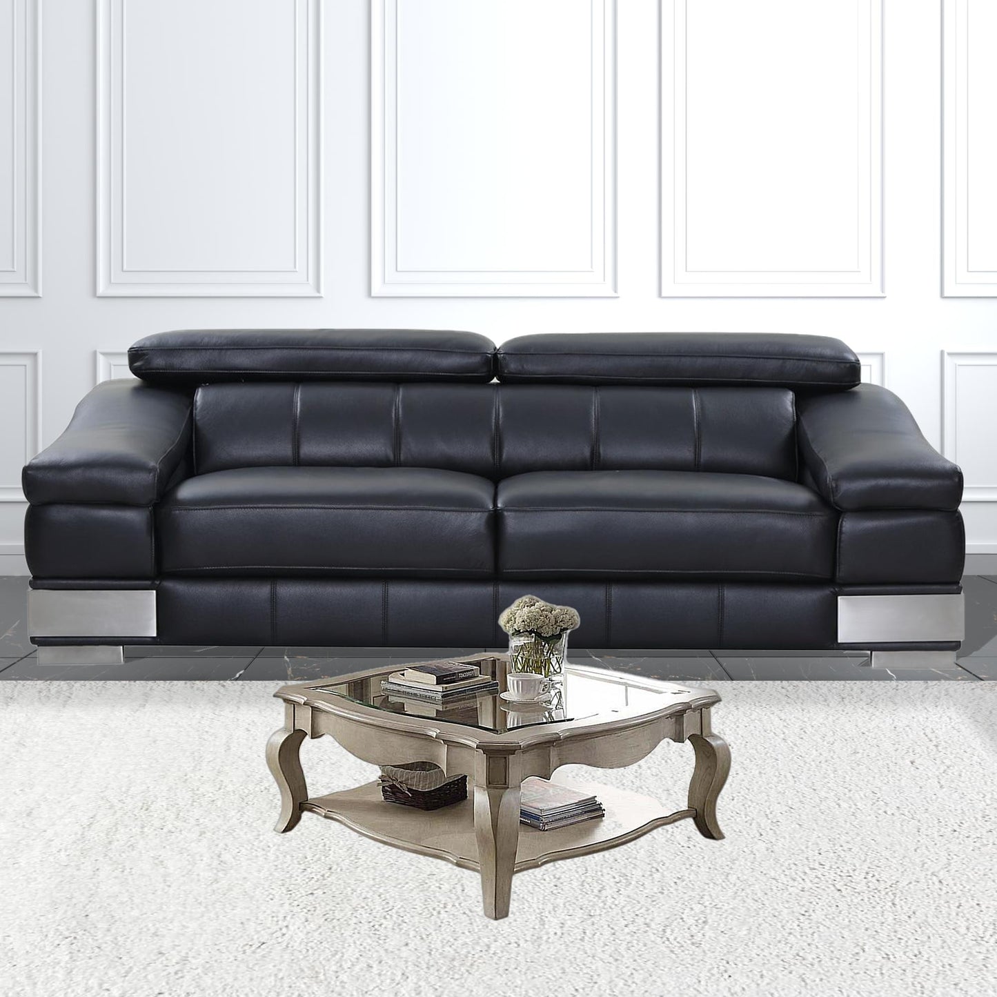 Antique Taupe Clear Glass Coffee Table By Homeroots | Coffee Tables | Modishstore - 3