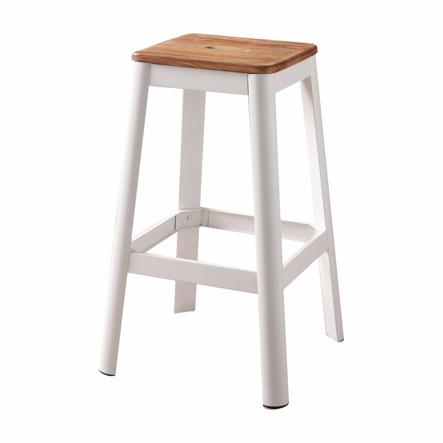 Contrast White And Natural Wood Bar Stool By Homeroots | Bar Stools | Modishstore