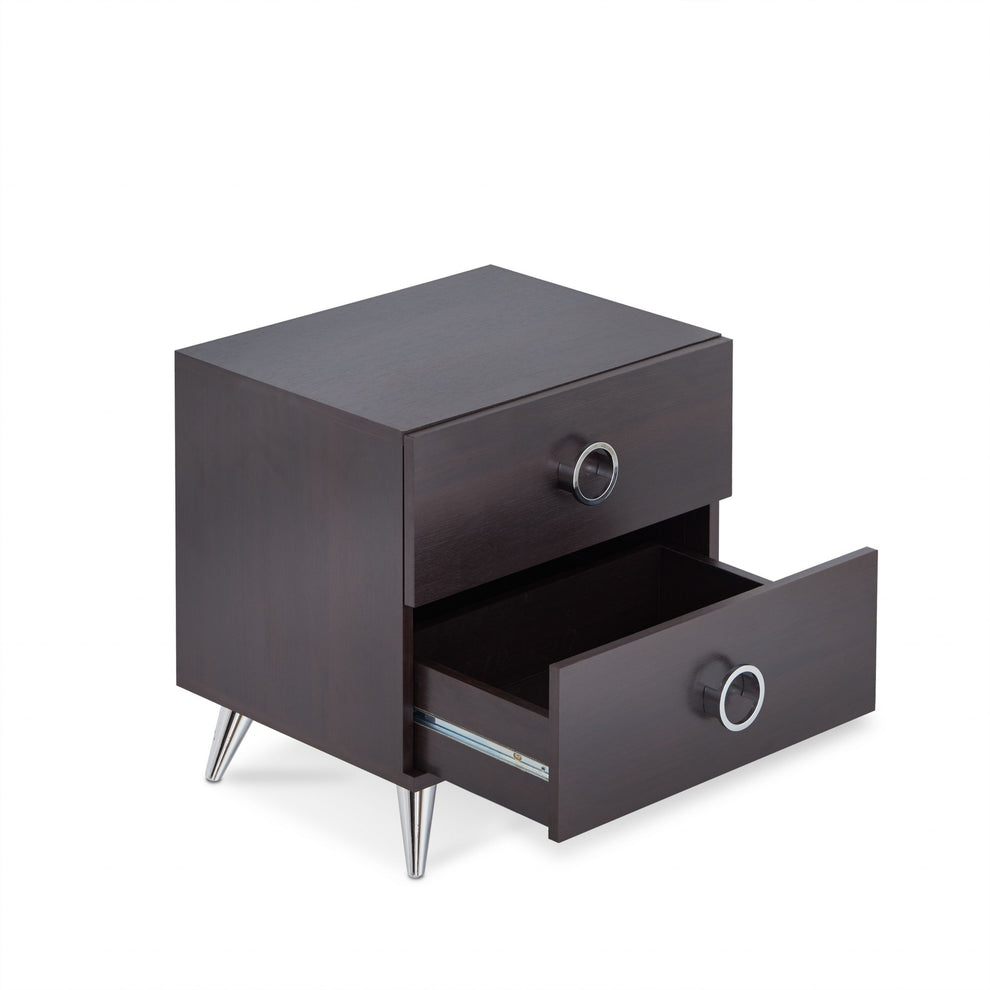 Espresso Wood Finish Rectangular Night Stand By Homeroots | Accent Tables | Modishstore - 2