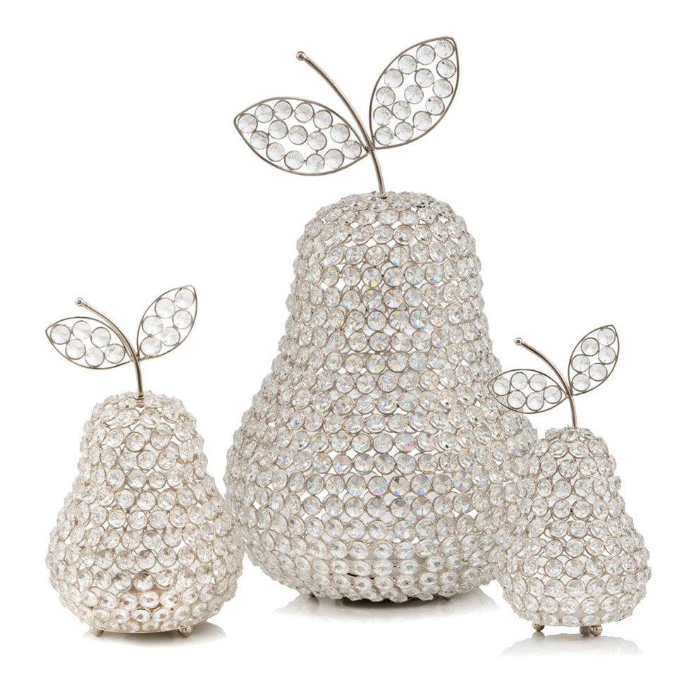17.5" Jumbo Faux Crystal Silver Pear Sculpture By Homeroots | Sculptures | Modishstore - 2