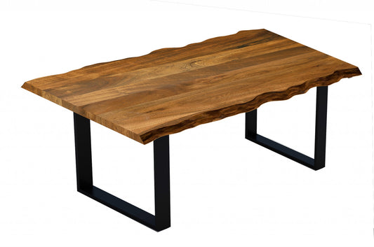 63" Modern Rustic Real Wood Live Edge Dining Table By Homeroots | Dining Tables | Modishstore