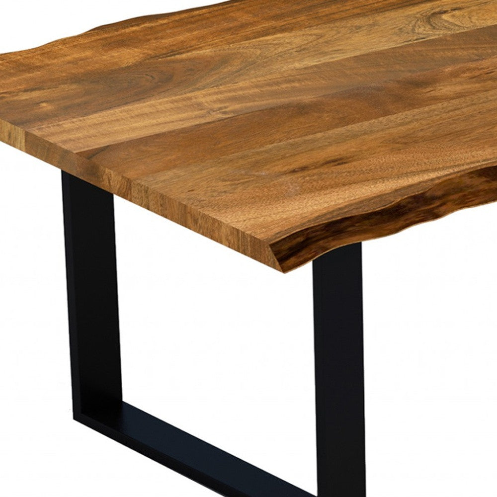 63" Modern Rustic Real Wood Live Edge Dining Table By Homeroots | Dining Tables | Modishstore - 5