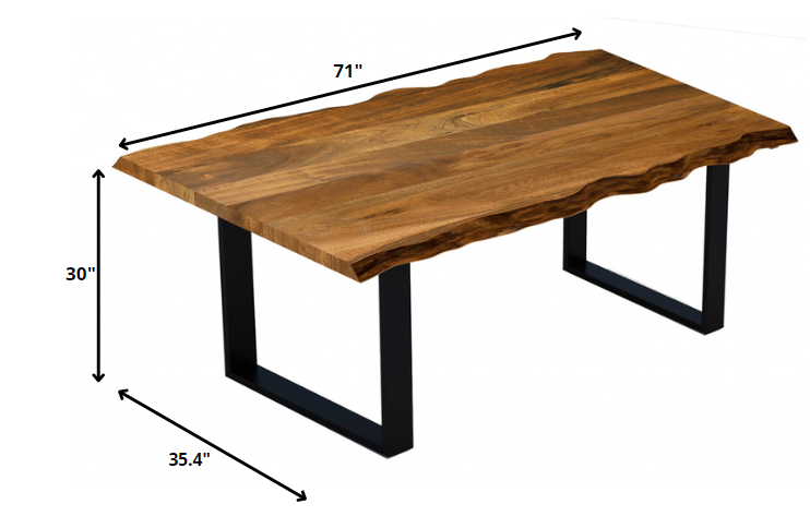 71" Modern Rustic Real Wood Live Edge Dining Table By Homeroots | Dining Tables | Modishstore - 2