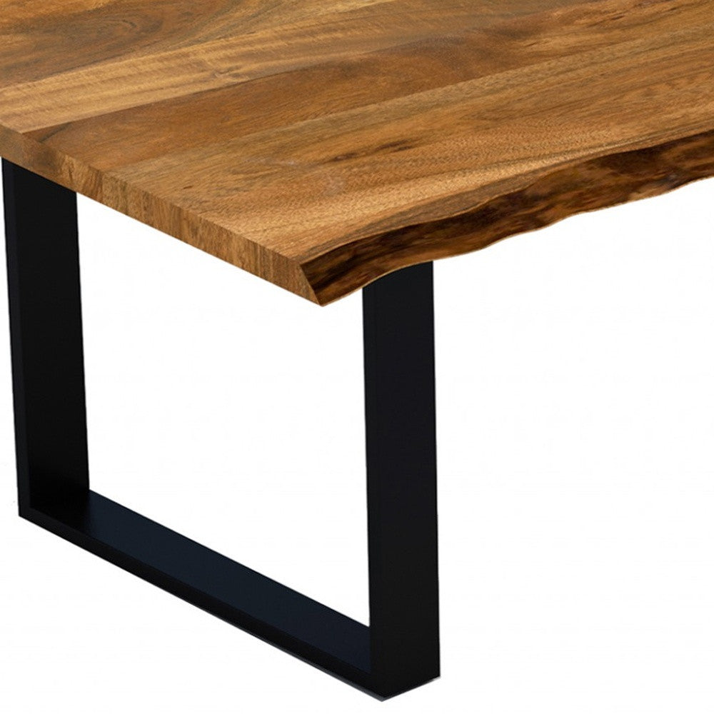 71" Modern Rustic Real Wood Live Edge Dining Table By Homeroots | Dining Tables | Modishstore - 5