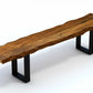 63" Live Edge Acacia Wood Bench with Black Metal Legs By Homeroots | Benches | Modishstore