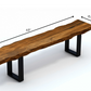 63" Live Edge Acacia Wood Bench with Black Metal Legs By Homeroots | Benches | Modishstore - 5