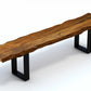 87" Live Edge Acacia Wood Bench With Black Metal Legs By Homeroots | Benches | Modishstore
