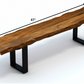 87" Live Edge Acacia Wood Bench With Black Metal Legs By Homeroots | Benches | Modishstore - 2