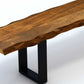 87" Live Edge Acacia Wood Bench With Black Metal Legs By Homeroots | Benches | Modishstore - 5
