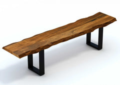 Live Edge Acacia Wood Dining Bench With Black Metal Legs By Homeroots