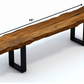 Live Edge Acacia Wood Dining Bench With Black Metal Legs By Homeroots | Benches | Modishstore - 2