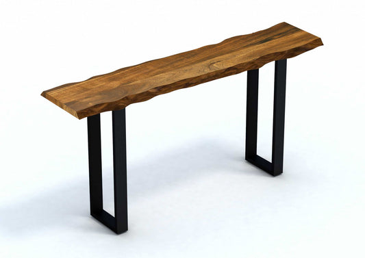 Live Edge Acacia Wood Console Table with Black Metal Legs By Homeroots
