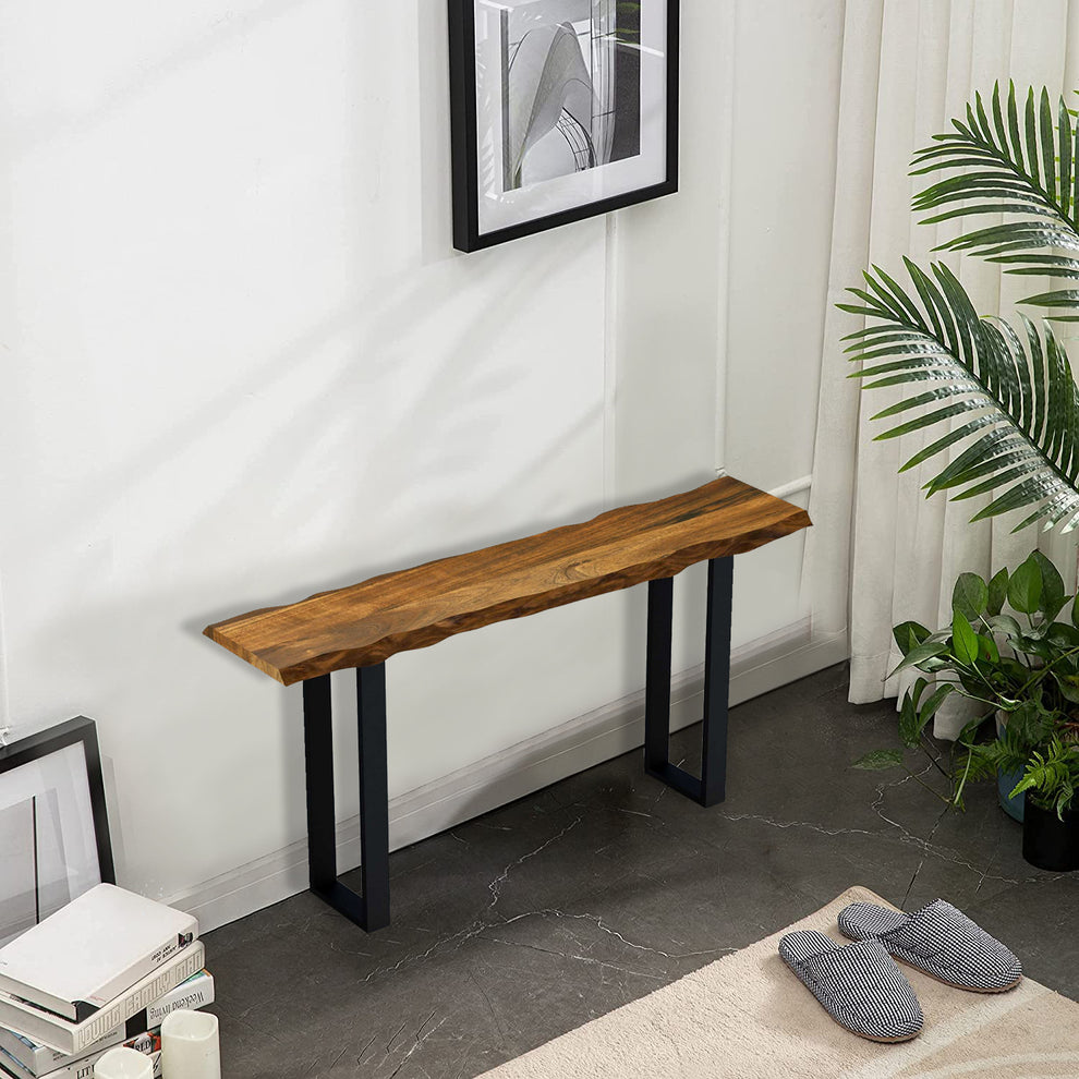 Live Edge Acacia Wood Console Table with Black Metal Legs By Homeroots | Console Tables | Modishstore - 2